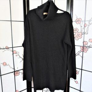 LOVESTITCH Black Asymmetrical Off Shoulder Turtle Neck Sweater Size Large